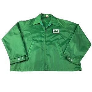Vintage Swingster Green Jacket Safety Team Burlington Northern Train‎ Hipster 3b